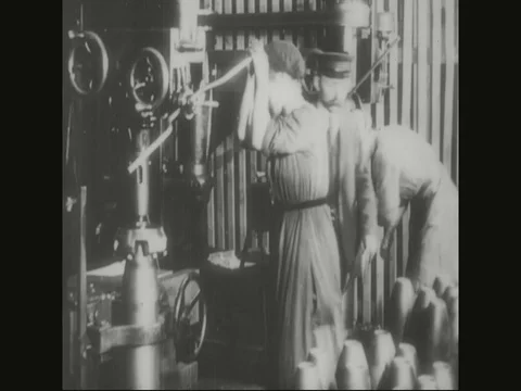 Factory workers are working in shell factory - 1918 Stock Footage 83657488