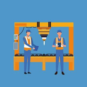 Factory workers cartoon Stock Illustration