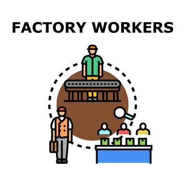 Factory workers collaborating in manufacturing process workplace management Stock Illustration
