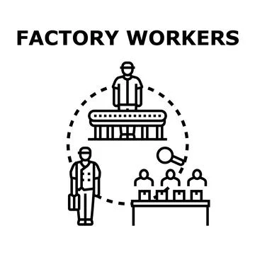 Factory workers collaborating in manufacturing process workplace management Stock Illustration