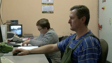 Factory workers at computers Stock Footage 63151738