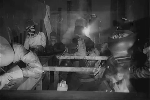Factory Workers during World War Two - Rosie the Riveter 1940s archival footage Stock-Footage 94396626
