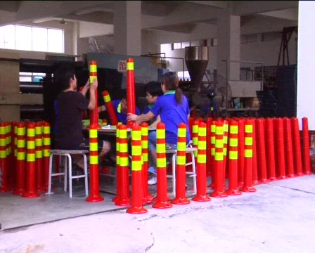 Factory workers making traffic cones Stock Footage 278937