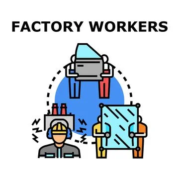 Factory workers performing industrial production processes イラスト素材