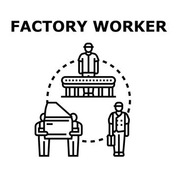 Factory workers producing goods on assembly line 스톡 일러스트