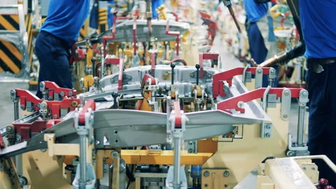 Factory workers welding a car part at a car factory. Timelapse Stock-Footage 143246863