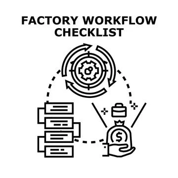 Factory workflow checklist icon managing production process 스톡 일러스트