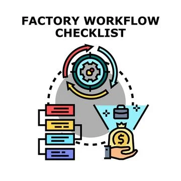 Factory workflow checklist icon managing production process Stock Illustration