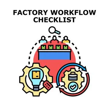 Factory workflow checklist optimizing production process 스톡 일러스트