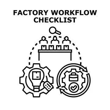 Factory workflow checklist optimizing production process Illustrazione stock
