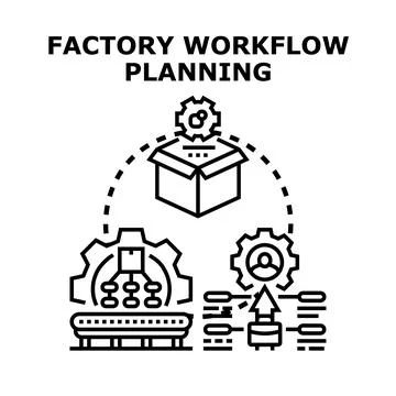 Factory workflow planning process with production management Illustrazione stock