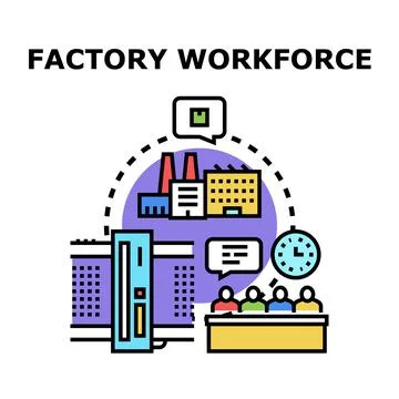 Factory workforce concept for production and industry Stock Illustration