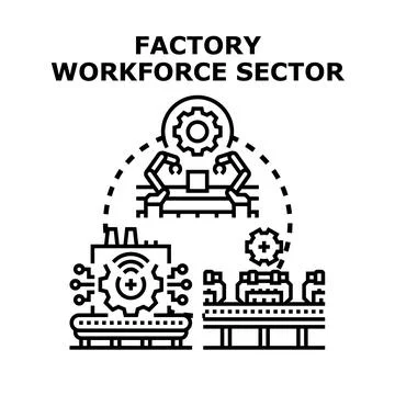 Factory workforce sector automation and production management 스톡 일러스트
