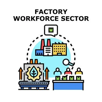 Factory workforce sector producing sustainable goods Stockillustratie