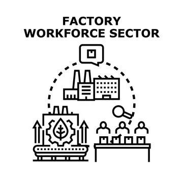 Factory workforce sector producing sustainable goods イラスト素材