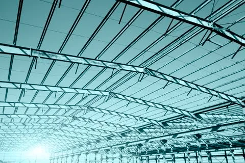 Factory workshop, steel structure Stock Photos