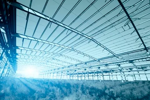 Factory workshop, steel structure Stock Photos