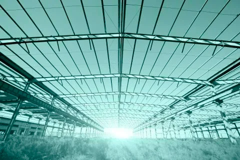 Factory workshop, steel structure Stock Photos