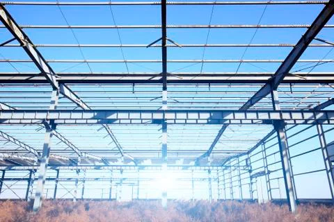 Factory workshop, steel structure Stock Photos