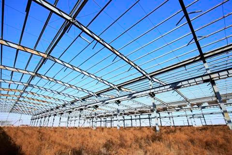 Factory workshop, steel structure Stock Photos