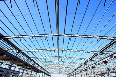 Factory workshop, steel structure Stock Photos