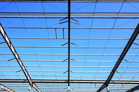 Factory workshop, steel structure Stock Photos