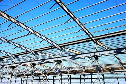 Factory workshop, steel structure Stock Photos