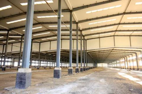 Factory workshop, steel structure Stock Photos