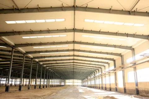 Factory workshop, steel structure Stock Photos