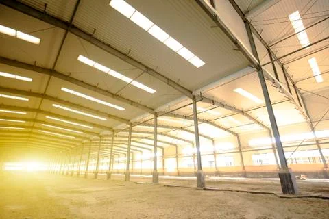 Factory workshop, steel structure Stock Photos