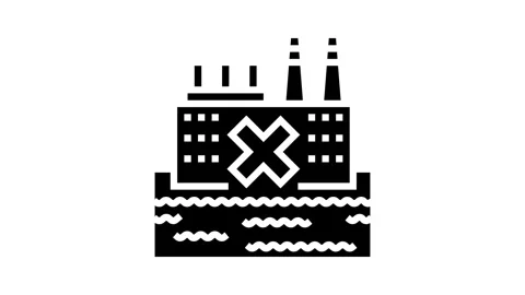 Factory wover river glyph icon animation Stock Footage 326140417