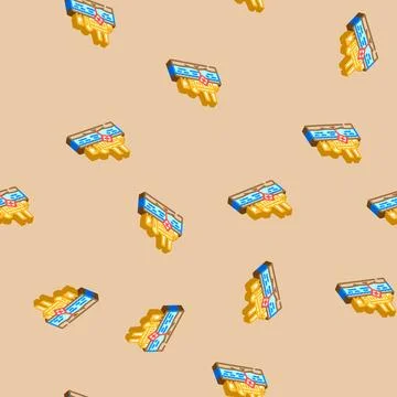 Factory wover river isometric icon seamless pattern Stock Illustration