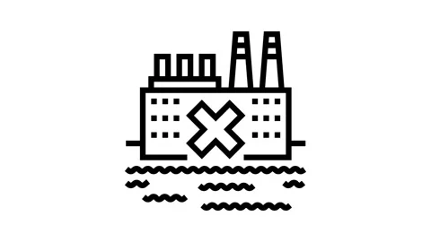 Factory wover river line icon animation Stock Footage 326121932