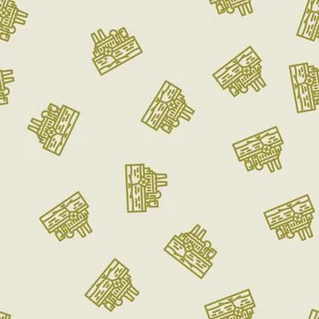 Factory wover river line vector seamless pattern Stock Illustration