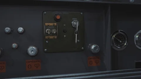 Factory's dashboard for controlling mechanisms using knife switches Stock Footage 125880991