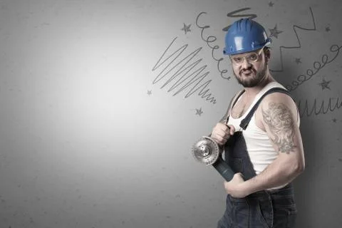 Factotum with tool. Stock Photos