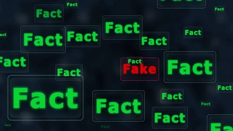 Facts attack and defeats virus fake, information war, big data cloud Stockbeeldmateriaal 129722029