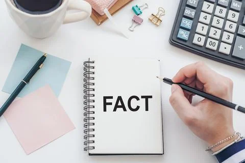 FACTS text on notebook on office table Stock Illustration