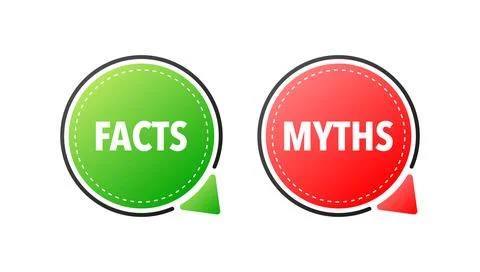 Facts vs myths, fact-checking. Check mark. Fake news. Rumors comparing with true 库存插图
