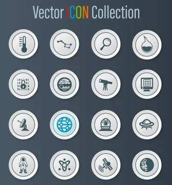 Faculty of astronomy icons set Ilustración de archivo