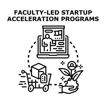 Faculty leading startup acceleration programs concept 스톡 일러스트
