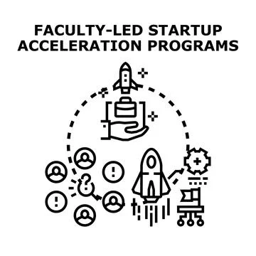 Faculty leading startup acceleration programs concept Stock Illustration