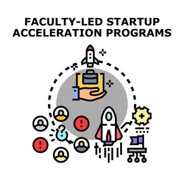 Faculty leading startup acceleration programs concept Stock Illustration