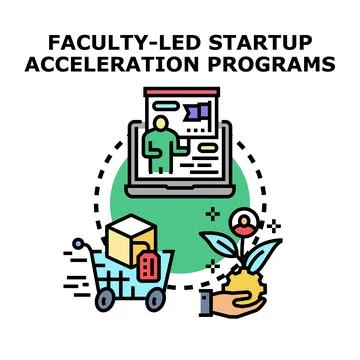Faculty leading startup acceleration programs concept Stock Illustration
