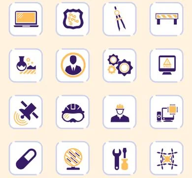 Faculty of mechanics icon set Ilustración de archivo