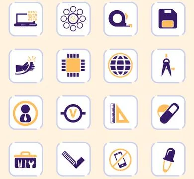 Faculty of mechanics icon set Ilustración de archivo
