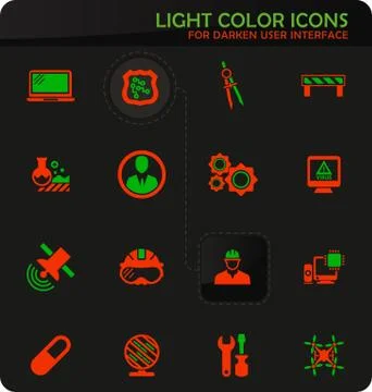 Faculty of mechanics icons set Ilustración de archivo