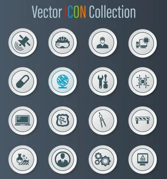 Faculty of mechanics icons set Ilustración de archivo