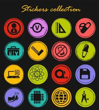 Faculty of mechanics icons set Stock Illustration
