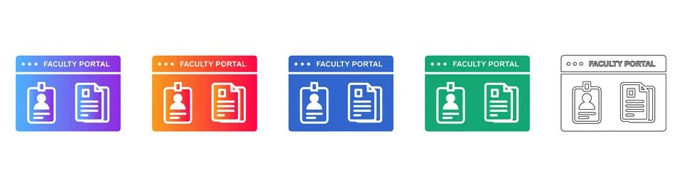 Faculty Portal Interface Icons Ilustração Stock